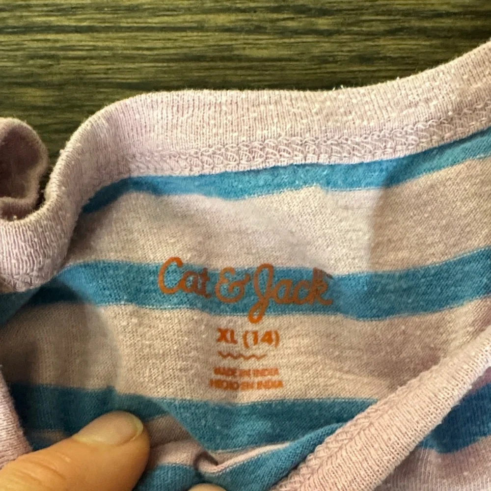 Cat & Jack Pink and Blue Striped Tee - Picture 2 of 3